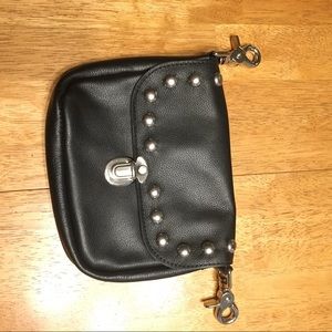 Black Leather hinge clip belt bag